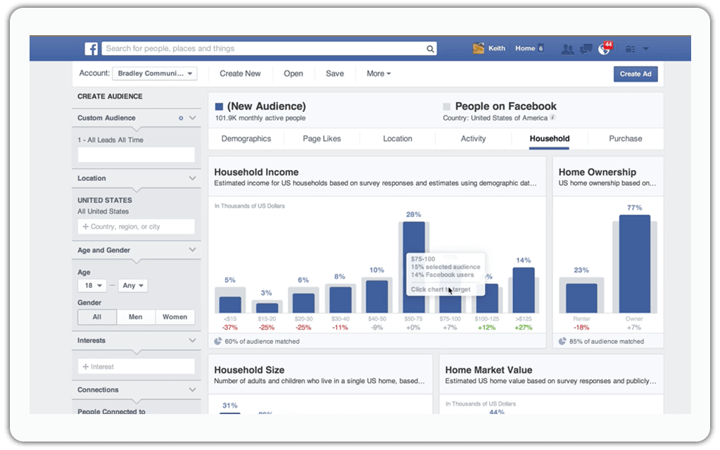 Facebook Ads Dashboard with Custom Audience Integration